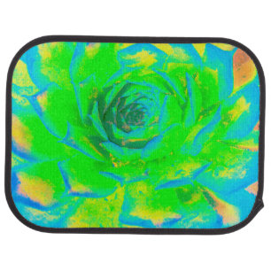 Lime Green Chartreuse Succulent Sedum Rosette Car Floor Mat