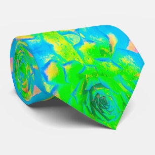 Lime Green Chartreuse Succulent Sedum Rosette Neck Tie