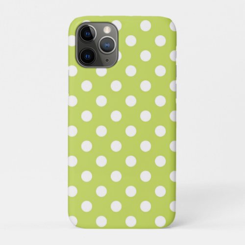 Lime Green Chartreuse  White Polka Dots Dot iPhone 11 Pro Case