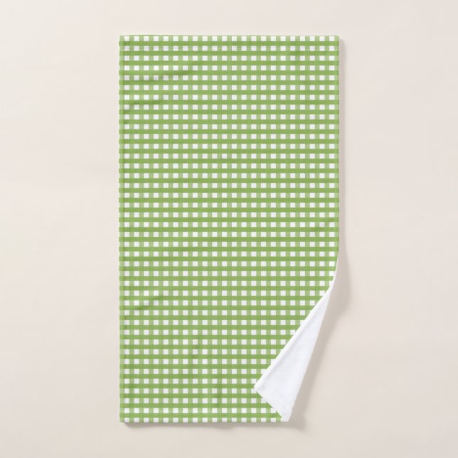 Lime Green checkered pattern Hand Towel (Hand Towel)