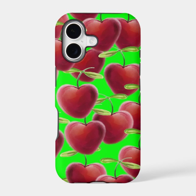Lime Green Cherry Splash Iphone Case (Back)