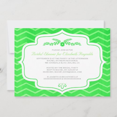 Lime Green Chevron Bridal Shower Invitations