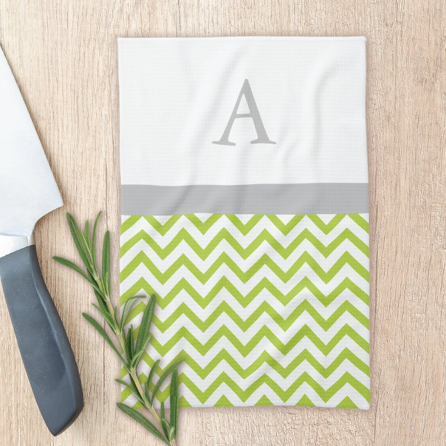 Lime Green Chevron Monogram Towel (Creator Uploaded)