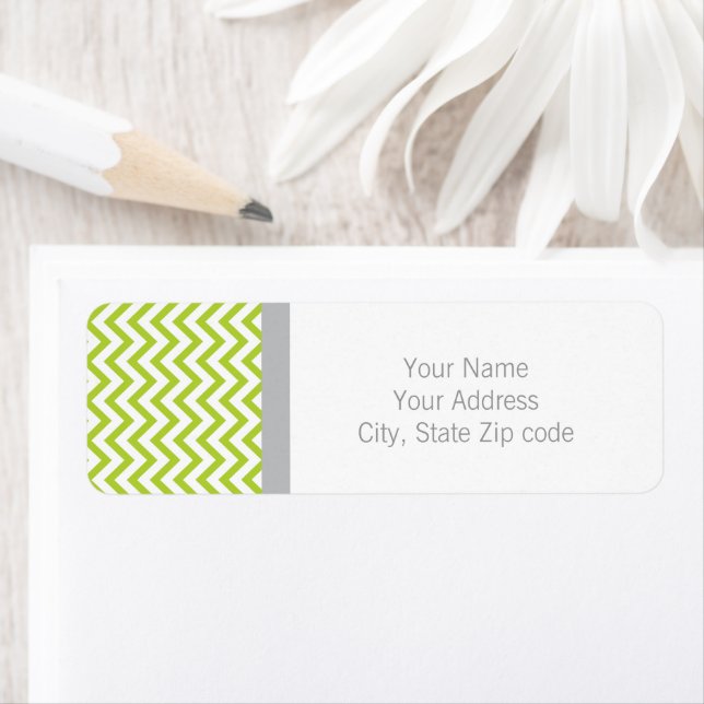 Lime Green Chevron Return Adress Label (Insitu)