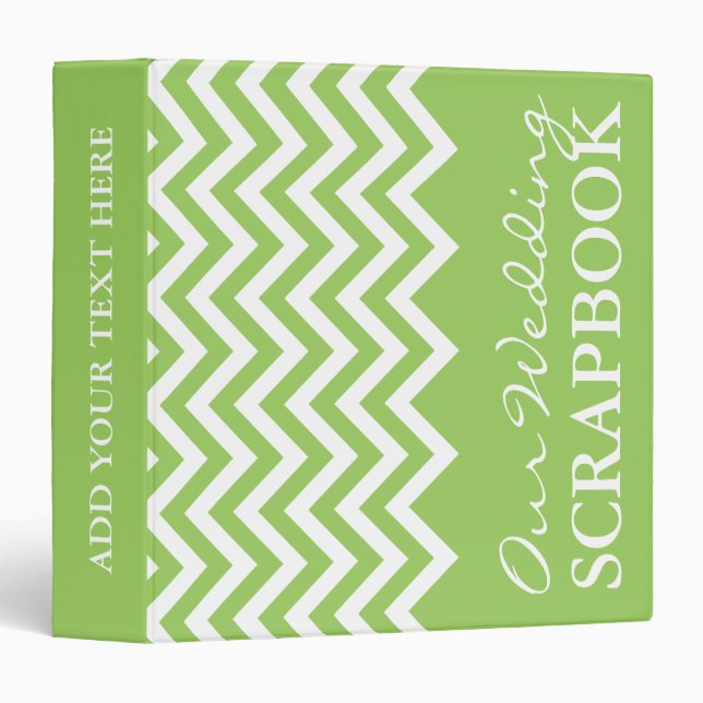 Lime green chevron wedding scrapbook binder (Front/Spine)