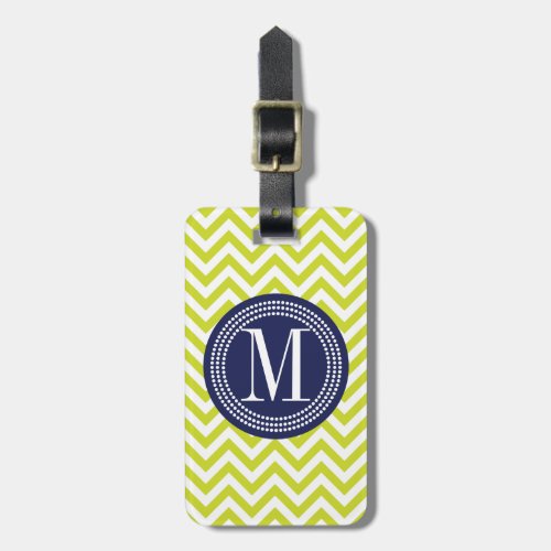 Lime Green Chevron Zigzag Personalized Monogram Luggage Tag