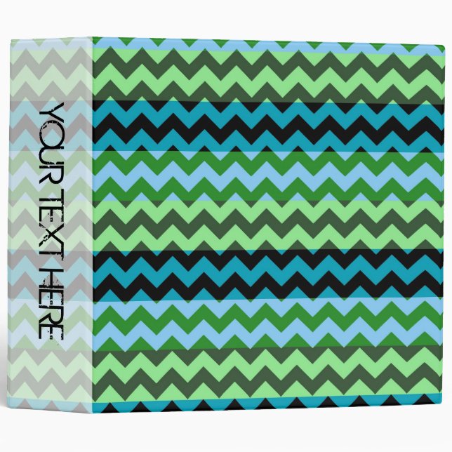 Lime Green Chevron Zigzag Stripe Pattern 3 Ring Binder (Front/Spine)