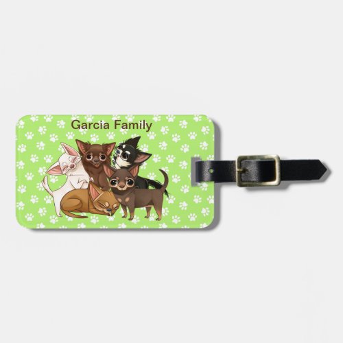 Lime Green Chihuahua Luggage Tag