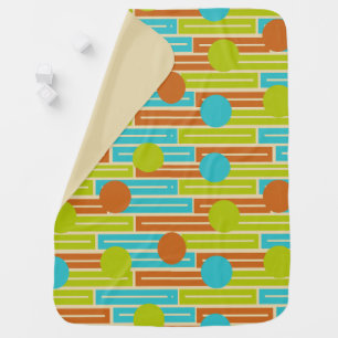 Lime Green, Cinnamon Brown, Turquoise Rectangles Baby Blanket