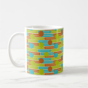 Lime Green, Cinnamon Brown, Turquoise Rectangles Coffee Mug