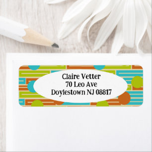 Lime Green, Cinnamon Brown, Turquoise Rectangles Label