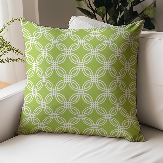 Lime Green Circle Trellis Pattern Throw Pillow (Creator Uploaded)