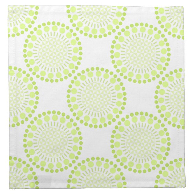 Lime Green Circles Cloth Napkins (Front)