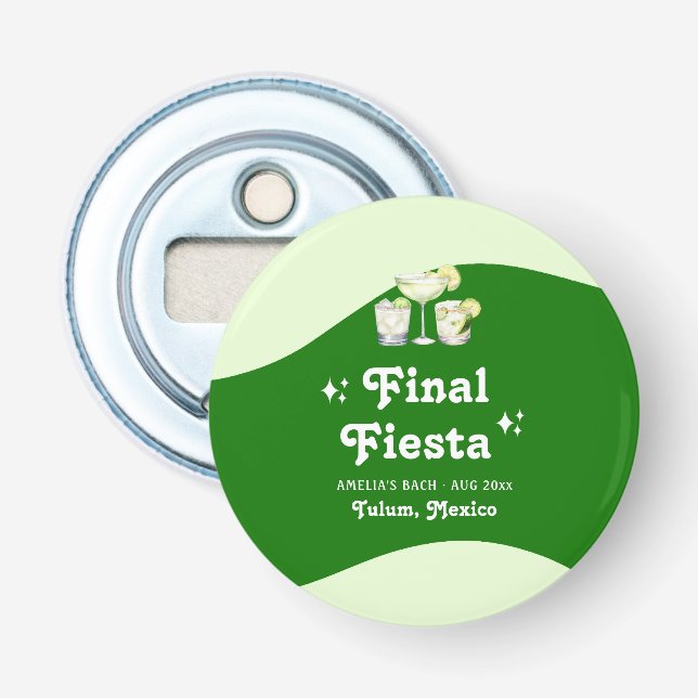 Lime Green Citrus Final Fiesta Bachelorette Bottle Opener (Front)