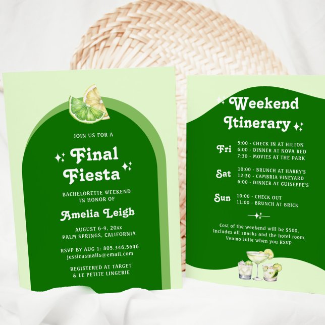 Lime Green Citrus Final Fiesta Bachelorette Invitation (Creator Uploaded)