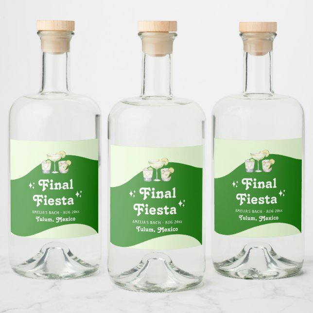 Lime Green Citrus Final Fiesta Bachelorette Liquor Bottle Label (Bottles)