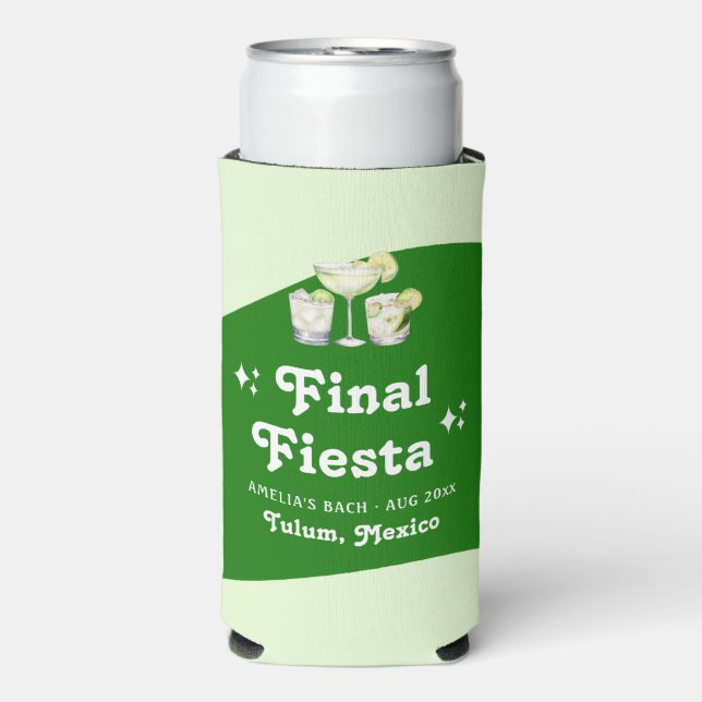 Lime Green Citrus Final Fiesta Bachelorette Seltzer Can Cooler (Seltzer Front)