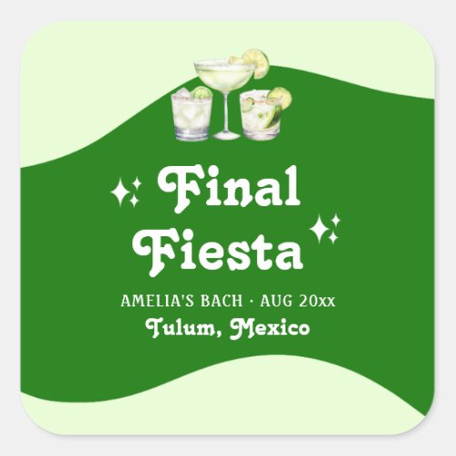 Lime Green Citrus Final Fiesta Bachelorette Square Sticker