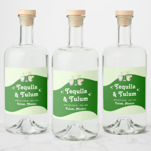 Lime Green Citrus Tequila & Tulum Bachelorette Liquor Bottle Label