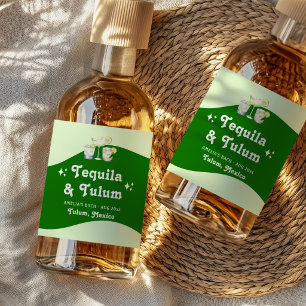 Lime Green Citrus Tequila & Tulum Bachelorette Liquor Bottle Label