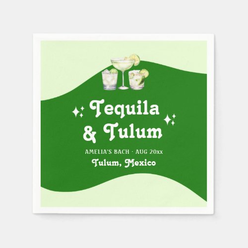 Lime Green Citrus Tequila  Tulum Bachelorette Napkins