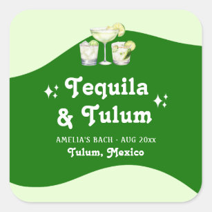 Lime Green Citrus Tequila & Tulum Bachelorette Square Sticker