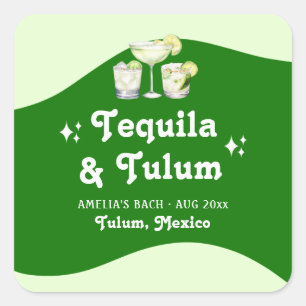 Lime Green Citrus Tequila & Tulum Bachelorette Square Sticker