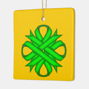 Lime Green Clover Ribbon by Kenneth Yoncich Ceramic Ornament