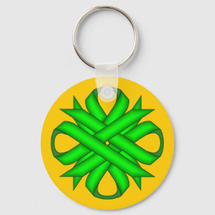 Lime Green Clover Ribbon by Kenneth Yoncich Keychain