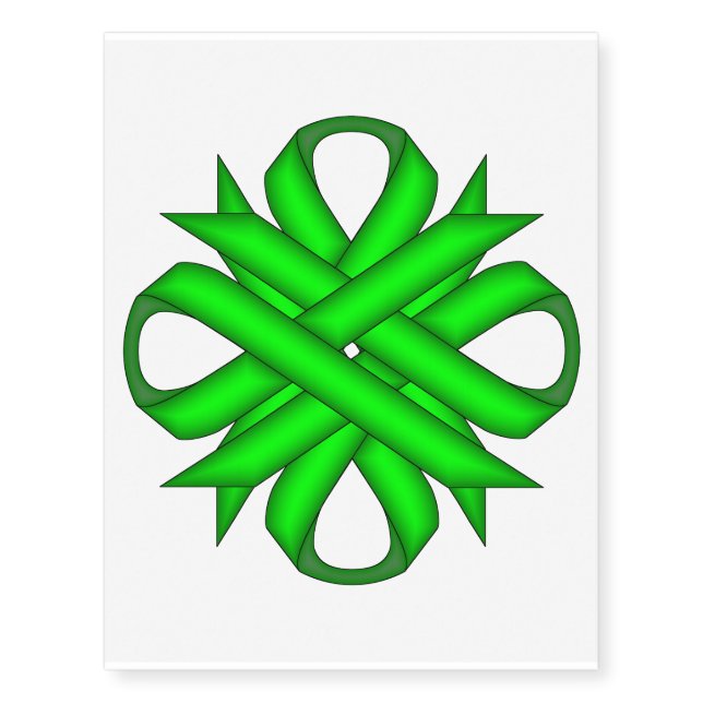 Lime Green Clover Ribbon by Kenneth Yoncich Temporary Tattoos (Front)