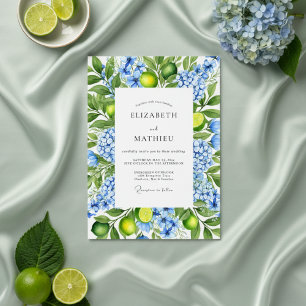 Lime Green Coastal Mediterranean Wedding Invitation