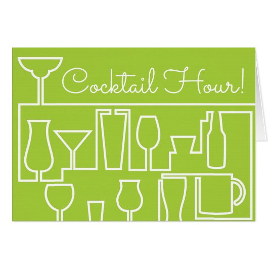 Lime green cocktail party cards (Front Horizontal)