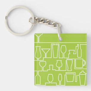 Lime green cocktail party keychain