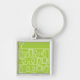 Lime green cocktail party keychain