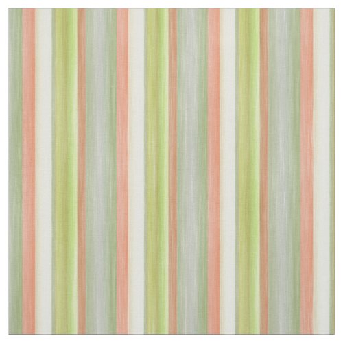 Lime Green Coral Range Watercolor Stripes Pattern Fabric