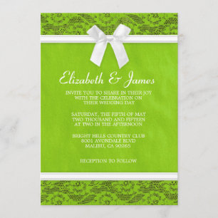 Lime Green Country Lace Wedding Invitations