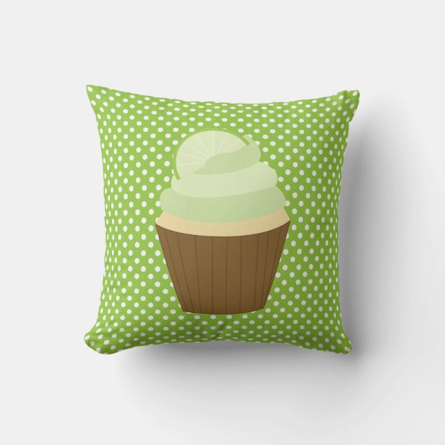 Lime Green Cupcake Throw Pillow (Front)