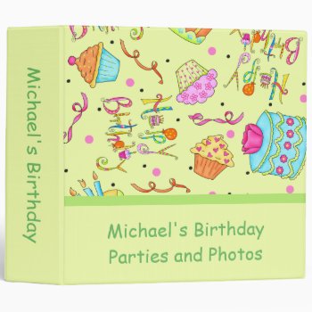 Lime Green Cupcakes Cakes Custom Birthday Album 3 Ring Binder by phyllisdobbs at Zazzle