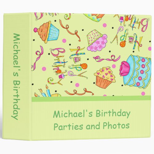 Lime Green Cupcakes Cakes Custom Birthday Album 3 Ring Binder