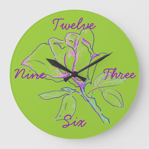 Lime Green Cursive Clock