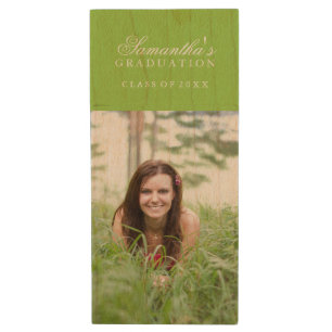 Lime Green Custom Photo Wood USB Flash Drive