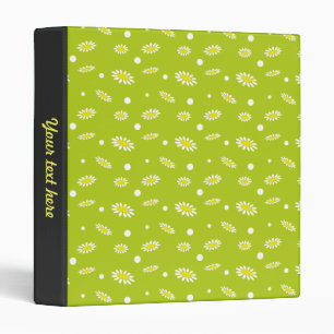 Lime Green Daisy Polka Dot Retro Spring Pattern 3 Ring Binder
