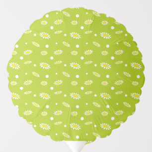 Lime Green Daisy Polka Dot Retro Spring Pattern Balloon