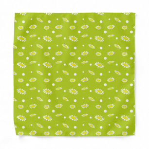 Lime Green Daisy Polka Dot Retro Spring Pattern Bandana