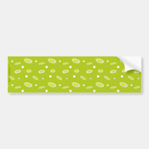 Lime Green Daisy Polka Dot Retro Spring Pattern Bumper Sticker