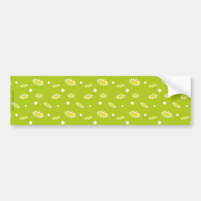 Lime Green Daisy Polka Dot Retro Spring Pattern Bumper Sticker (Front)
