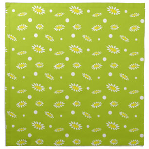 Lime Green Daisy Polka Dot Retro Spring Pattern Napkin