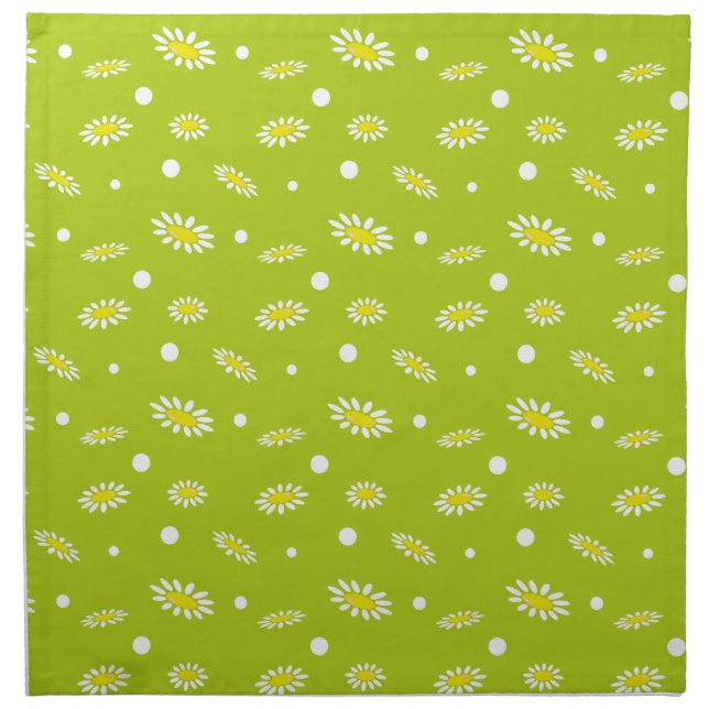 Lime Green Daisy Polka Dot Retro Spring Pattern Napkin (Front)