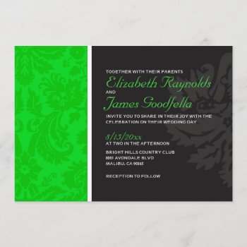 Lime Green Damask Wedding Invitations by topinvitations at Zazzle
