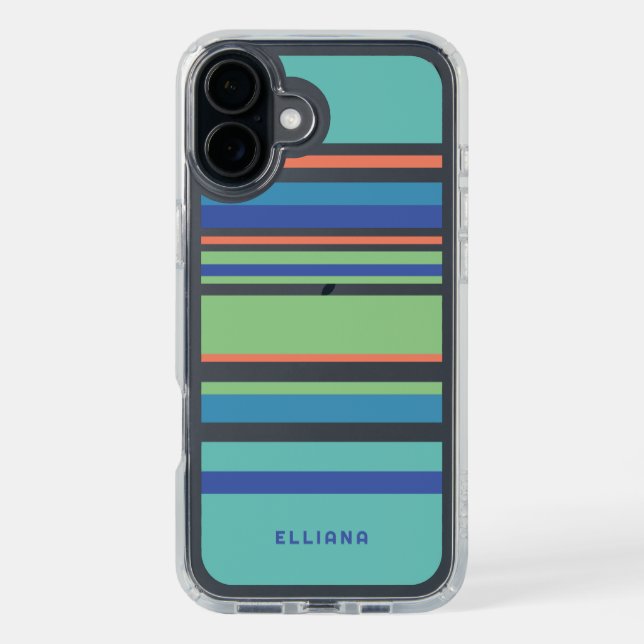 Lime Green Dark Blue Orange Summer Yellow Stripes Speck iPhone Case (Front (Black))